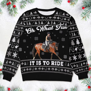 Custom Photo Gifts For Horse Riding Lovers Ugly Sweater 03pgti091024 - Ugly Christmas Sweater - GoDuckee