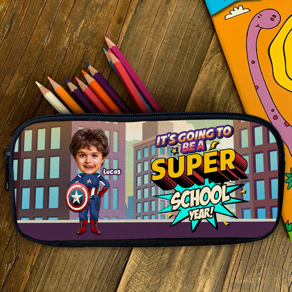 Custom Photo Gifts For Kids Pencil Case, Kid In Superhero Costume 02nati190724 - Pencil Case - GoDuckee