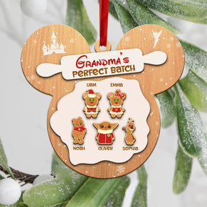 Grandma's Perfect Batch-Personalized 3 Layered Wooden Ornament-Gift For Family- Christmas Gift-PW-04htdt031123 - Ornament - GoDuckee