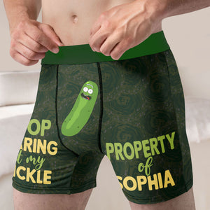 Personalized Gifts For Men's Boxers Stop Staring At My Pickle 02NATI150124 - Boxers & Briefs - GoDuckee