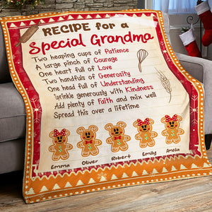 Recipe For A Special Grandma, Family Ginger Bread, Personalized Blanket, Christmas Gift For Grandma - 01hudt161123 - Blanket - GoDuckee