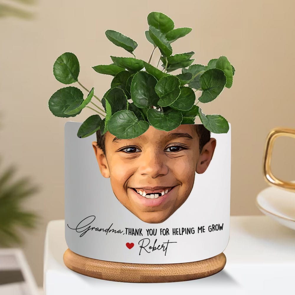 thank you plant pot Custom Photo Gift For Mom Plant Pot Mom, Thank you For Helping Me Grow