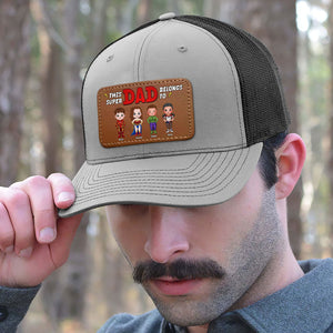 Personalized Gifts For Dad Leather Patch Hat 07nati170524pa This Super Dad Belongs To - Caps - GoDuckee