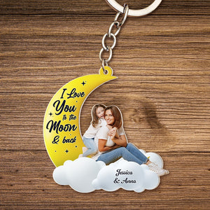 Custom Photo Gifts For Mothers & Fathers Keychain I Love You To The Moon & Back - Keychains - GoDuckee