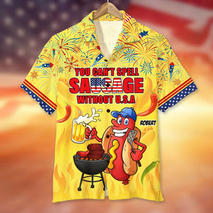 Personalized Independence Day Hawaii Shirt You Can't Spell Sausage Without U.S.A - Hawaiian Shirts - GoDuckee