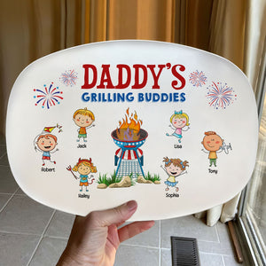 Daddy's Grilling Buddies-Gift For Dad-Personalized Resin Plate- Grill Dad - Resin Plate - GoDuckee