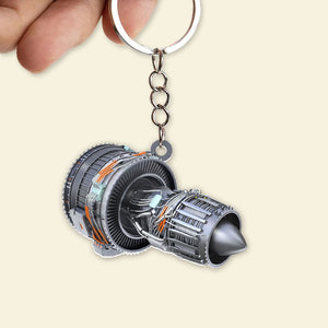 Personalized Turbofan Aircraft Engine Keychain 03HUTI220623 - Keychains - GoDuckee