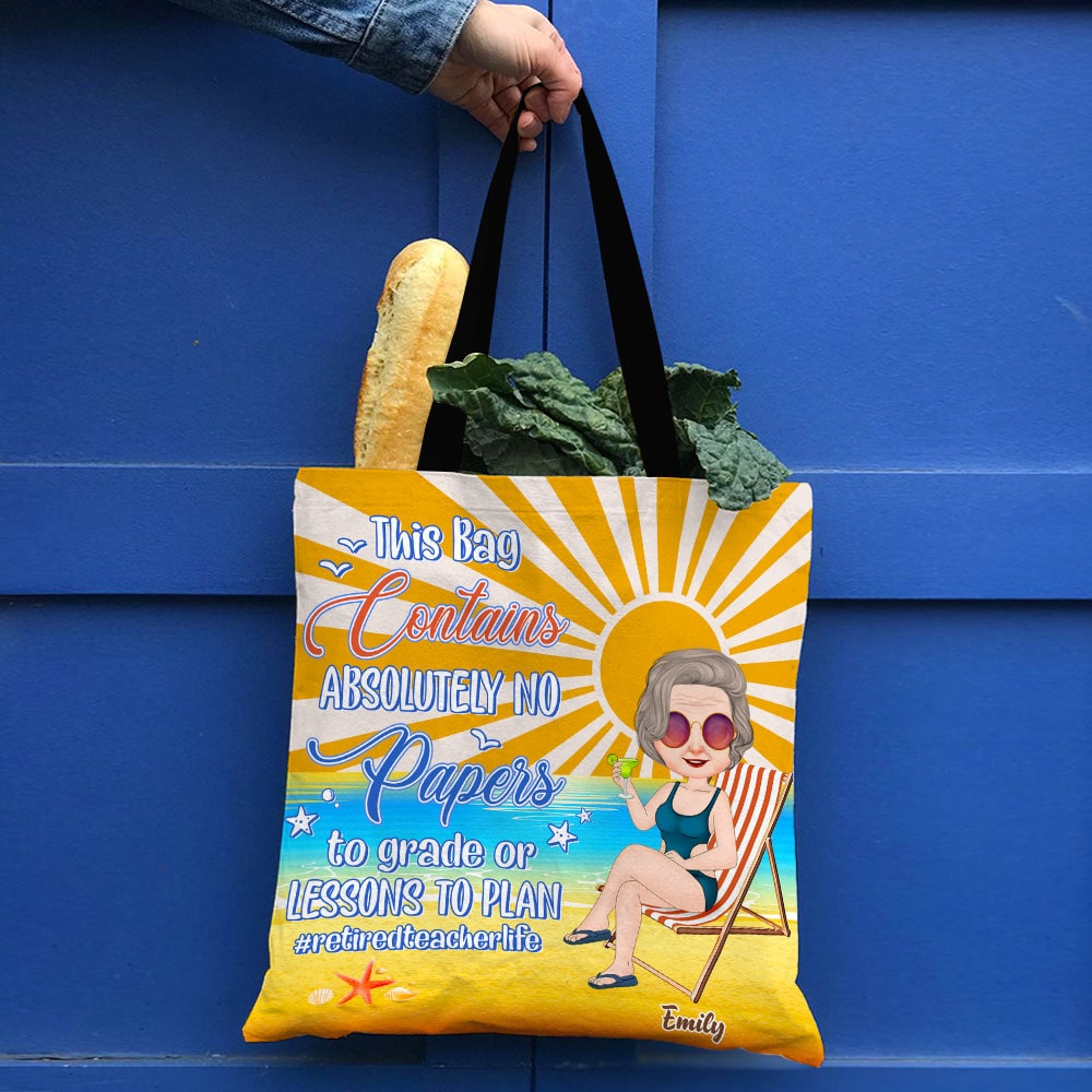 Teacher, This Bag Contains Absolutely No Papers To Grade, Teacher Tote Bag, Personalized Tote Bag, Gift For Teacher - Tote Bag - GoDuckee