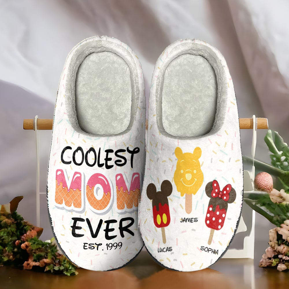 Personalized Gifts For Mothers Home Slippers Coolest Mom Ever 04HTTI130124 - Shoes - GoDuckee