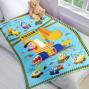 Personalized Gifts For Kids Blanket Construction Vehicles - Blankets - GoDuckee