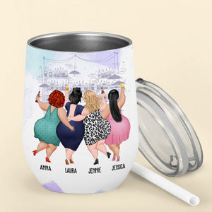 Wine Is For The Heart, Friends For The Soul, Personalized Wine Tumbler, Gift For Chubby Besties - Wine Tumbler - GoDuckee