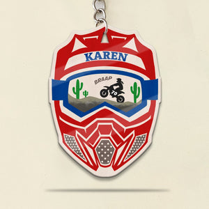 Braap Motocross Helmet Personalized Keychain Gift For Motocross Lover - Keychains - GoDuckee