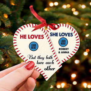 But They Both Love Each Other, Couple Gift, Personalized Acrylic Ornament, Baseball Lover Couple Ornament, Christmas Gift 04HUTI260923 - Ornament - GoDuckee