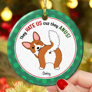 Merry Kissmyass, Gift For Dog Lover, Personalized Ceramic Ornament, Funny Dog Butt Ornament, Christmas Gift - Ornament - GoDuckee