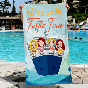 We're On Turtle Time, Personalized Beach Towel, Gifts For Friend - Beach Towel - GoDuckee