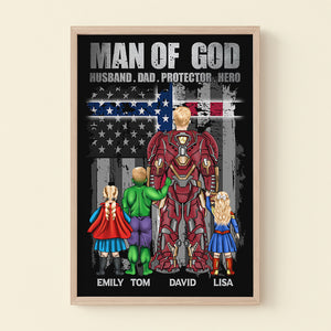 Super Dad, Man Of God - Personalized Canvas Poster - Gift For Dad - Poster & Canvas - GoDuckee
