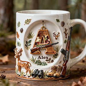 Rustic Hunting Initial Letter Coffee Mug - Personalized Gifts For Hunters 04NATI170126 - Coffee Mug - GoDuckee