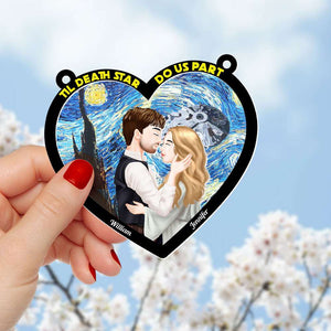 Personalized Gifts For Couple Suncatcher Window Hanging Ornament, Galaxy Couple Kissing 02NATI240724PA - Ornament - GoDuckee