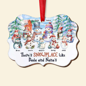 There's Snowplace Like Dada And Nana's, Medallion Wood Ornament, Gifts For Snowman Family 03ACDT050923 - Ornament - GoDuckee