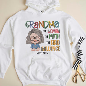 Grandma The Woman The Myth The Bad Influence - Personalized Grandma T-shirt, Hoodie, Sweatshirt - Gift For Grandma - Shirts - GoDuckee