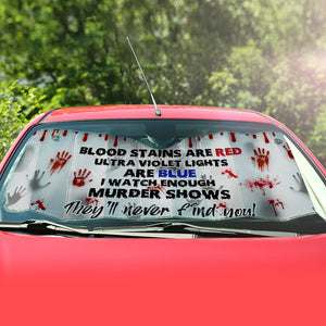 Creepy Hands and Blood Stains on Car Glass, Personalized Windshield Sunshade, Gift For Halloween & True Crime Fans - Doormat - GoDuckee