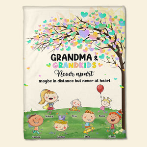 Grandma & Grandkids Never Apart Maybe In Distance But Never At Heart, Personalized Blanket, Gifts For Grandma - Blanket - GoDuckee