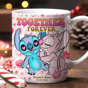 Together Forever, Couple Gift, Personalized Coffee Mug, Cartoon Couple Mug 03NATI271023 - Coffee Mug - GoDuckee