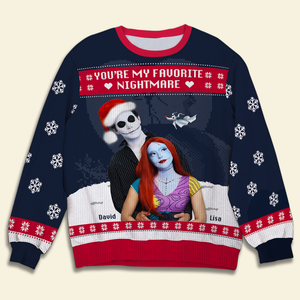 Personalized Gift For Couples, Christmas Ugly Sweater 02HUHU051024 You're My Favorite Nightmare - Ugly Christmas Sweater - GoDuckee