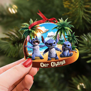 Personalized Gift For Family Ornament, Cute Blue Alien 01QHTI121124 - Ornament - GoDuckee