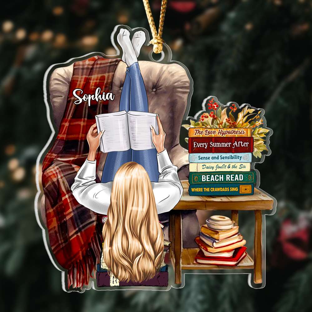 Girl Loves Reading Books, Personalized Ornament, Gifts For Book Lover - Ornament - GoDuckee