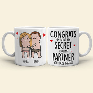 Congrats On Being My Secret Touching Partner-Gift For Couple-Personalized Coffee Mug- Funny Couple - Coffee Mug - GoDuckee