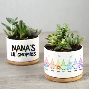 Nana's Lil' Gnomies - Personalized Grandma Gnomes Plant Pot - Gift For Grandma - Plant Pot - GoDuckee