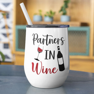 Partners In Wine - Personalized Wine Tumbler - Funny Gift For Friends - Wine Tumbler - GoDuckee