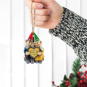 I Want To Grow Old With You, Couple Gift, Personalized Acrylic Ornament, Old Garden Gnome Couple Ornament, Christmas Gift - Ornament - GoDuckee