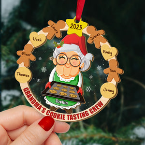 Grandma's Cookie Tasting Crew, Gift For Grandma, Personalized Ornament, Cookie Grandkids Mixed Ornament, Christmas Gift - Ornament - GoDuckee