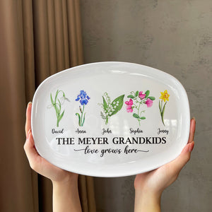 Love Grows Here, Personalized Resin Plate, Gift For Grandma - Resin Plate - GoDuckee