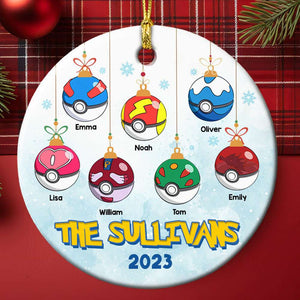 Gift For Family, Personalized Ceramic Ornament, Cartoon Ball Family Ornament, Christmas Gift 01OHTI241023 - Ornament - GoDuckee