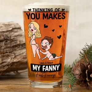 Personalized Gifts For Couple Beer Glass 05HUTI080824HH Couple Acting Naughty - Beer Glasses - GoDuckee