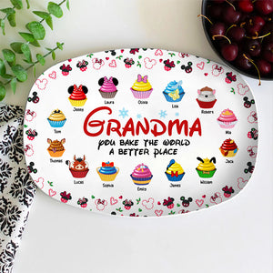 Grandma, You Bake The World A Better Place, Gift For Family, Personalized Resin Plate, Cupcake Kids Plate, Christmas Gift 04TOTI251023 - Resin Plate - GoDuckee