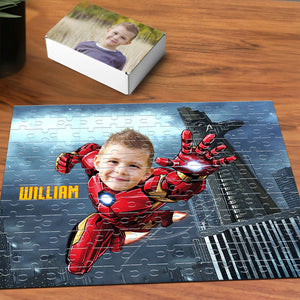 Gift For Kids, Personalized Jigsaw Puzzle, Superhero Kid Custom Face Puzzle 02QHTI191223 - Wood Sign - GoDuckee