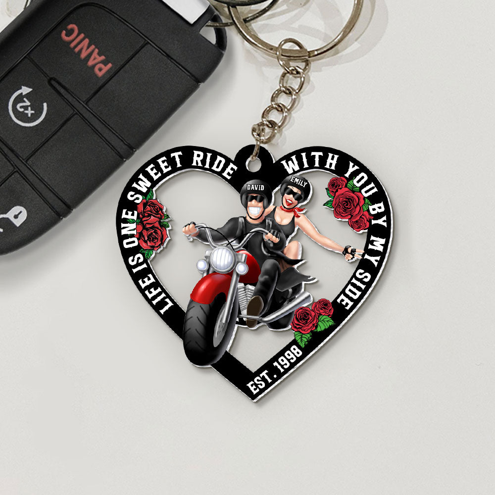 Life Is One Sweet Ride With You - Personalized Biker Couple Keychain - Gift For Couple - Keychains - GoDuckee