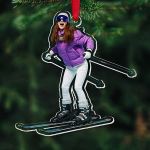 Custom Photo Skiing Player, Personalized Ornament, Gifts For Skiing Player - Ornament - GoDuckee