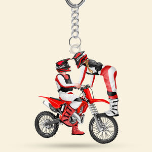 Personalized Gifts For Motocross Couple Keychain 03acti101224 - Keychains - GoDuckee