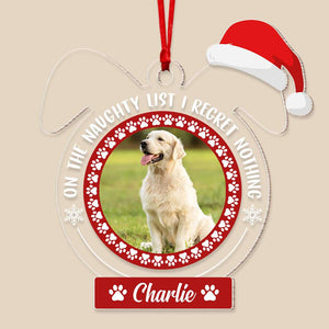 Gift For Dog Lover, Personalized Acrylic Ornament, Santa Hat Pet Ornament, Christmas Gift - Ornament - GoDuckee