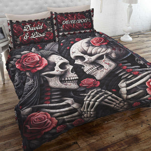 Personalized Gifts For Skull Couple Quilt Bed Set 03qhti251224 - Blanket - GoDuckee