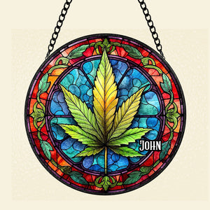 Personalized Gifts For Weed Lovers Stained Glass 02toti040924 - Ornament - GoDuckee