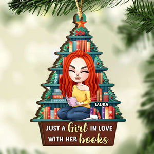 Just A Girl In Love, Personalized Ornament, Christmas Gifts For Girl Book Lover - Ornament - GoDuckee