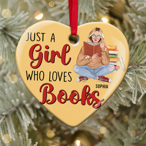 Just A Girl Who Loves Books, Personalized Ceramic Ornament, Christmas Gift For Book Lovers - Ornament - GoDuckee