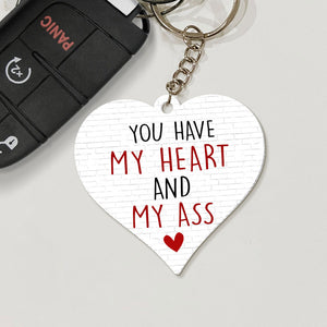 You Have My Heart Personalized Keychain, Gift For Funny Couple - Keychains - GoDuckee