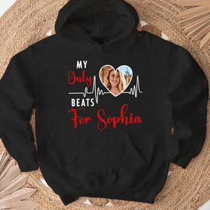 My Heart Only Beats For Him/Her Personalized Couple Shirts, Upload Face Photo Shirts - Shirts - GoDuckee